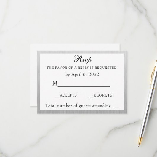 Elegant Silver en White Jubileum RSVP (Voorkant / Achterkant in situ)