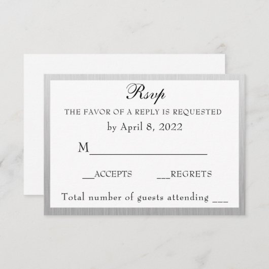 Elegant Silver en White Jubileum RSVP (Voorkant / Achterkant)