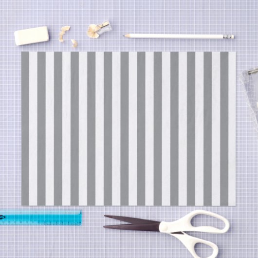 Elegant Silver en White Striped Tissuepapier (Craft)