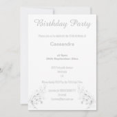 ELEGANT SILVER EN WITTE GLITTER BIRTHDAY KAART (Voorkant)