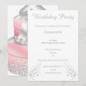 ELEGANT SILVER EN WITTE GLITTER BIRTHDAY KAART (Voorkant / Achterkant)