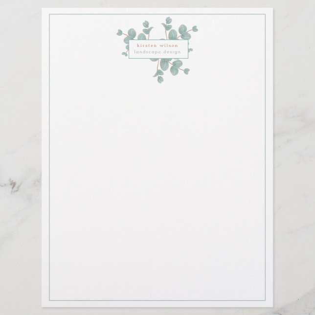 Elegant Silver Eucalyptus Branches - Gepersonalise Briefhoofd (Voorkant)