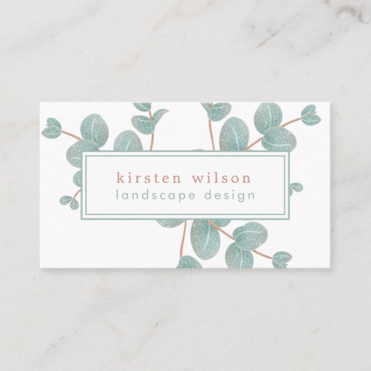 Elegant Silver Eucalyptus Branches - Gepersonalise Visitekaartje (Voorkant)