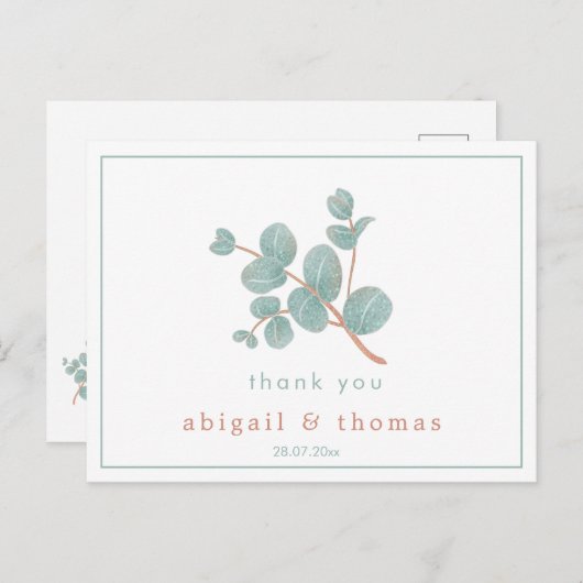 Elegant Silver Eucalyptus - Weddenschap Hartelijk Briefkaart (Voorkant / Achterkant)