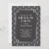 Elegant Silver Fans Art Deco Birthday Party 2 Kaart (Voorkant)