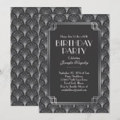 Elegant Silver Fans Art Deco Birthday Party 2 Kaart (Voorkant / Achterkant)