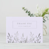 Elegant Silver faux foil greenery Wedding Bedankkaart (Staand voorkant)