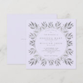Elegant Silver faux foil greenery Wedding Kaart (Voorkant / Achterkant)