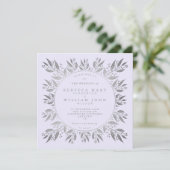 Elegant Silver faux foil greenery Wedding Kaart (Staand voorkant)
