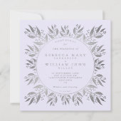 Elegant Silver faux foil greenery Wedding Kaart (Voorkant)