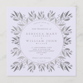 Elegant Silver faux foil greenery Wedding Kaart