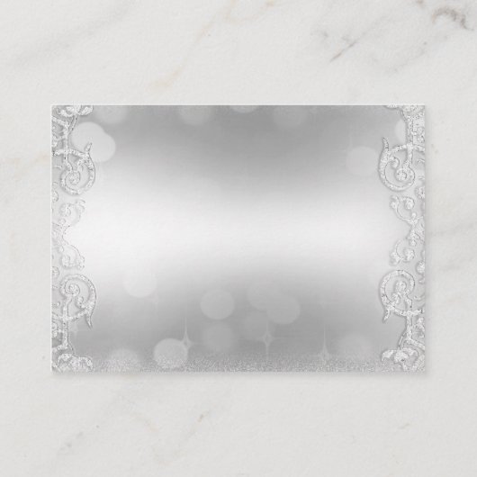 Elegant Silver Faux Folie Informatiekaartje (Achterkant)