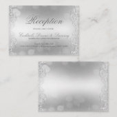 Elegant Silver Faux Folie Informatiekaartje (Voorkant / Achterkant)