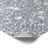Elegant Silver Faux Glamoureuze Glitter Poster (Hoek)