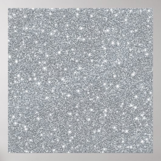 Elegant Silver Faux Glamoureuze Glitter Poster (Voorkant)
