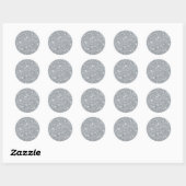 Elegant Silver Faux Glamoureuze Glitter Ronde Sticker (Vel)