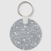 Elegant Silver Faux Glamoureuze Glitter Sleutelhanger (Voorkant)