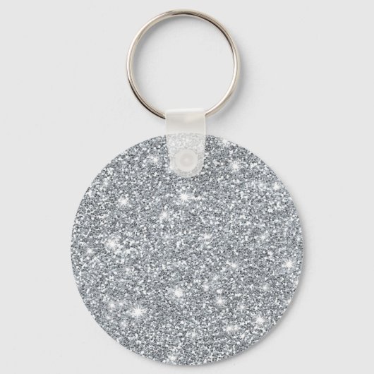 Elegant Silver Faux Glamoureuze Glitter Sleutelhanger (Voorkant)