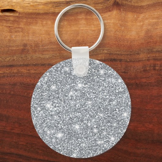 Elegant Silver Faux Glamoureuze Glitter Sleutelhanger (Voorkant)