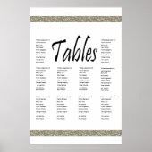 Elegant Silver Faux Glitter 10 Table Seating Chart Poster (Voorkant)