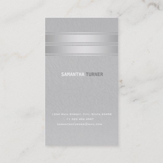 Elegant Silver Faux Stripes Professional - Aangepa Visitekaartje (Achterkant)