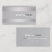 Elegant Silver Faux Stripes Professional - Aangepa Visitekaartje (Voorkant / Achterkant)