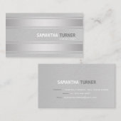 Elegant Silver Faux Stripes Professional - Aangepa Visitekaartje (Voorkant / Achterkant)