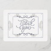 Elegant Silver Flat Hartelijk dank - Echte Folie Folie Uitnodiging (Voorkant)