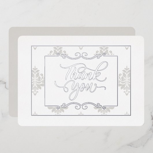 Elegant Silver Flat Hartelijk dank - Echte Folie Folie Uitnodiging (Voorkant / Achterkant)