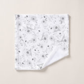 Elegant Silver Floral Bad Handdoek (Wasdoekje)