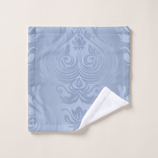 Elegant Silver Floral Damask Print Bad Handdoek (Wasdoekje)