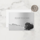 Elegant Silver Floral Design uw eigen Kaart Notitiekaartje (Voorkant / Achterkant in situ)