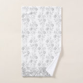Elegant Silver Floral Glittery Glam Bath Set Bad Handdoek (Handdoek)