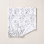 Elegant Silver Floral Glittery Glam Bath Set Bad Handdoek (Wasdoekje)