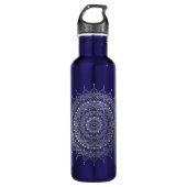 Elegant Silver Floral Henna Mandala Waterfles (Voorkant)