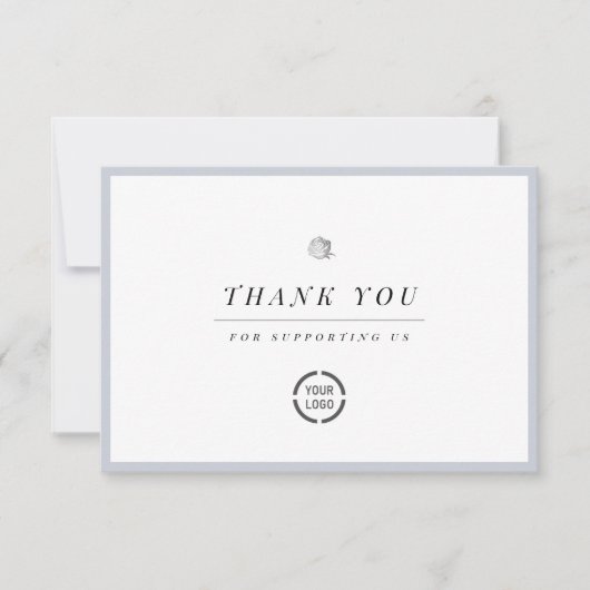 Elegant Silver Floral minimalist business Bedankkaart (Voorkant)