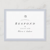 Elegant Silver Floral minimalistische bruiloft RSV Uitnodiging Briefkaart (Voorkant)