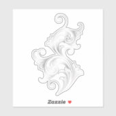 Elegant Silver Floral Swirls Sticker (Vel)