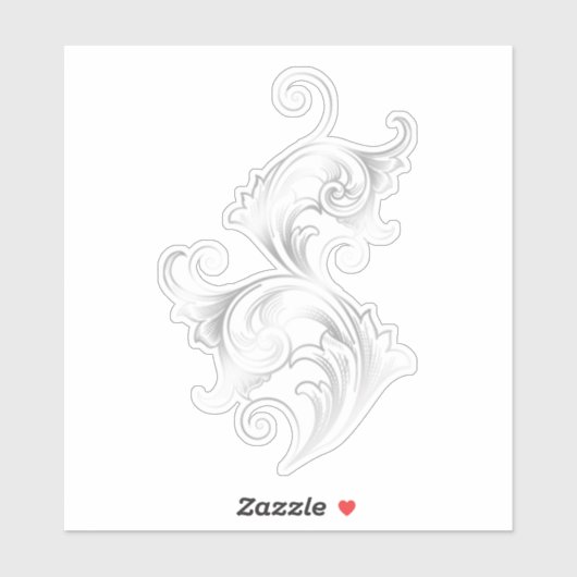 Elegant Silver Floral Swirls Sticker (Vel)