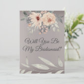 Elegant Silver Floral zal je mijn Bridesmaid zijn Kaart (Staand voorkant)