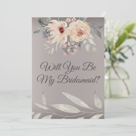 Elegant Silver Floral zal je mijn Bridesmaid zijn Kaart (Staand voorkant)