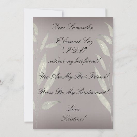 Elegant Silver Floral zal je mijn Bridesmaid zijn Kaart (Achterkant)