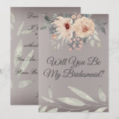 Elegant Silver Floral zal je mijn Bridesmaid zijn Kaart (Voorkant / Achterkant)