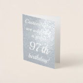 Elegant Silver Foil 97th Birthday Wenskaart Folie Kaarten (Voorkant)