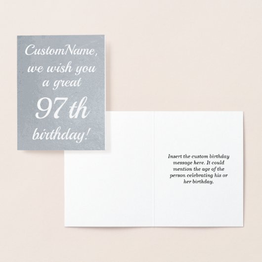 Elegant Silver Foil 97th Birthday Wenskaart Folie Kaarten (Display)
