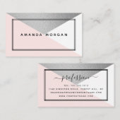 Elegant Silver Foil & Blush Moderne geometrische s Visitekaartje (Voorkant / Achterkant)