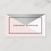 Elegant Silver Foil & Blush Moderne geometrische s Visitekaartje (Voorkant)