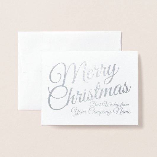 Elegant Silver Foil Business Holiday Kerstmis Folie Kaarten (Voorkant met envelop)