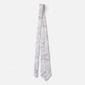 Elegant Silver Foil Chic White Marble Stropdas (Achterkant)