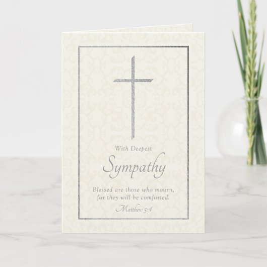 Elegant Silver Foil Cross Sympathie Kaart (Voorkant)